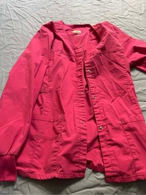 WonderWink WonderFlex Women’s Bright Fuchsia Scrub Utility Jacket Size S